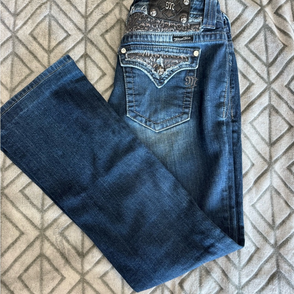 Women's Blue Jeans with Embellished Pockets